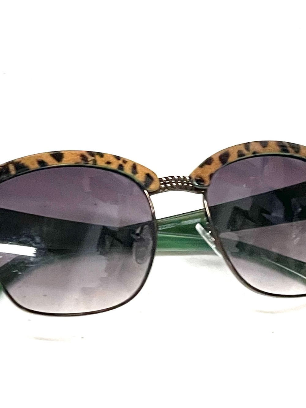 Palm Harbor Optics Leopard Print Frame Sunglasses in Green and Brown - Picture 2 of 7